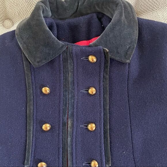 F. W. Fischer Vintage Girls Dress Coat Wool Blend Navy Black 4 - Picture 3 of 7